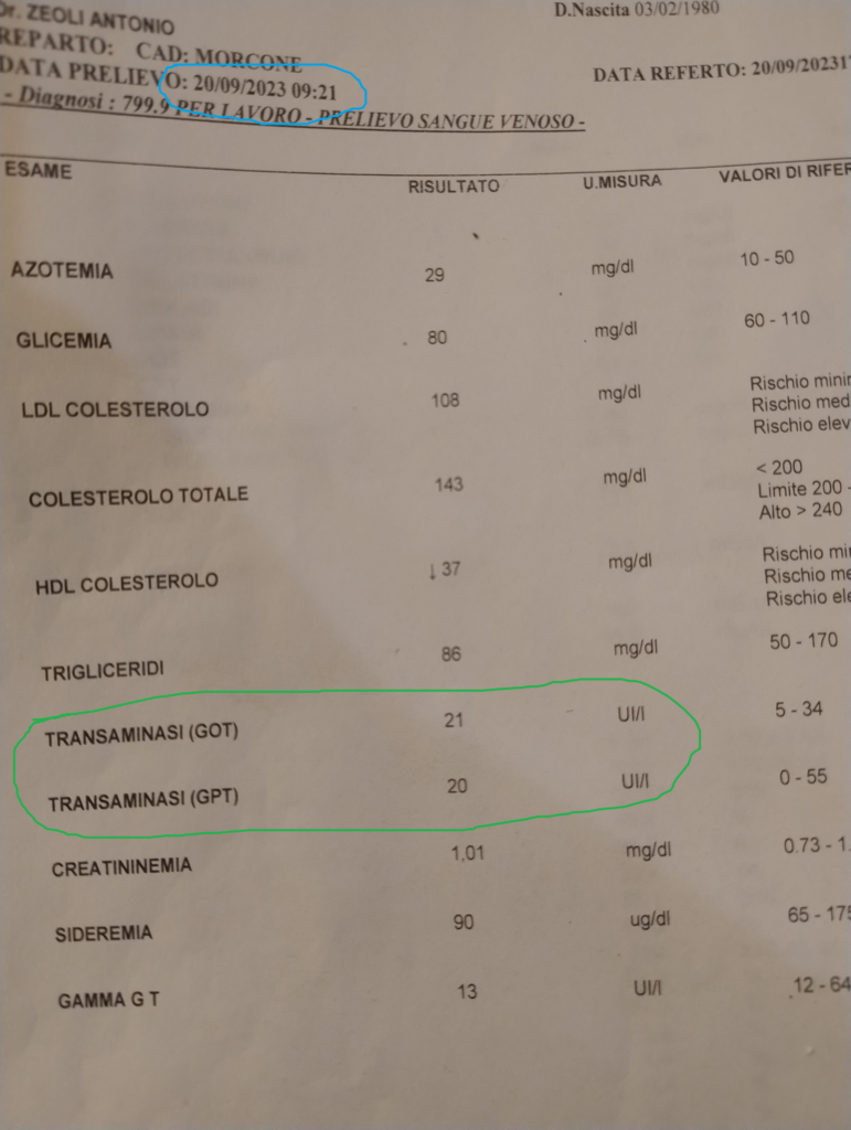 Esami del sangue delle transaminasi