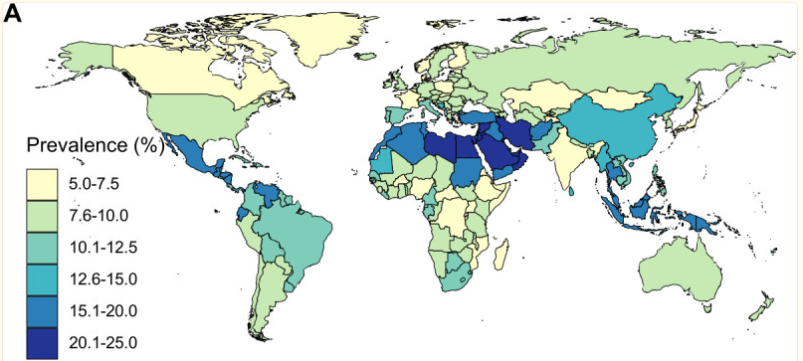 Incidenza globale della steatosi epatica